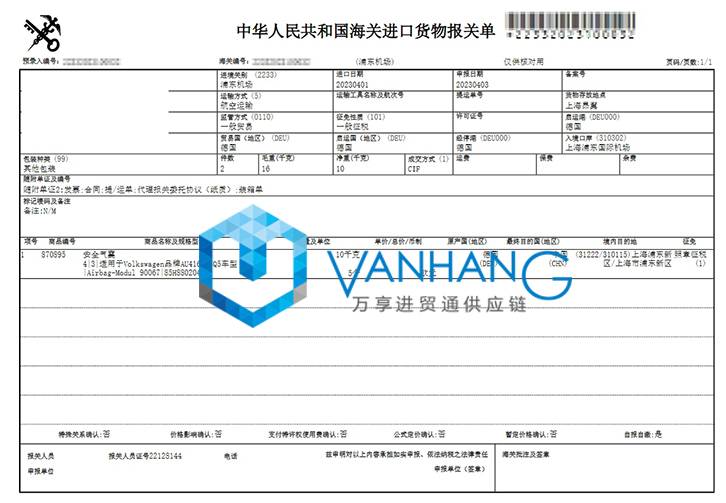 德國汽車配件進(jìn)口報關(guān)流程